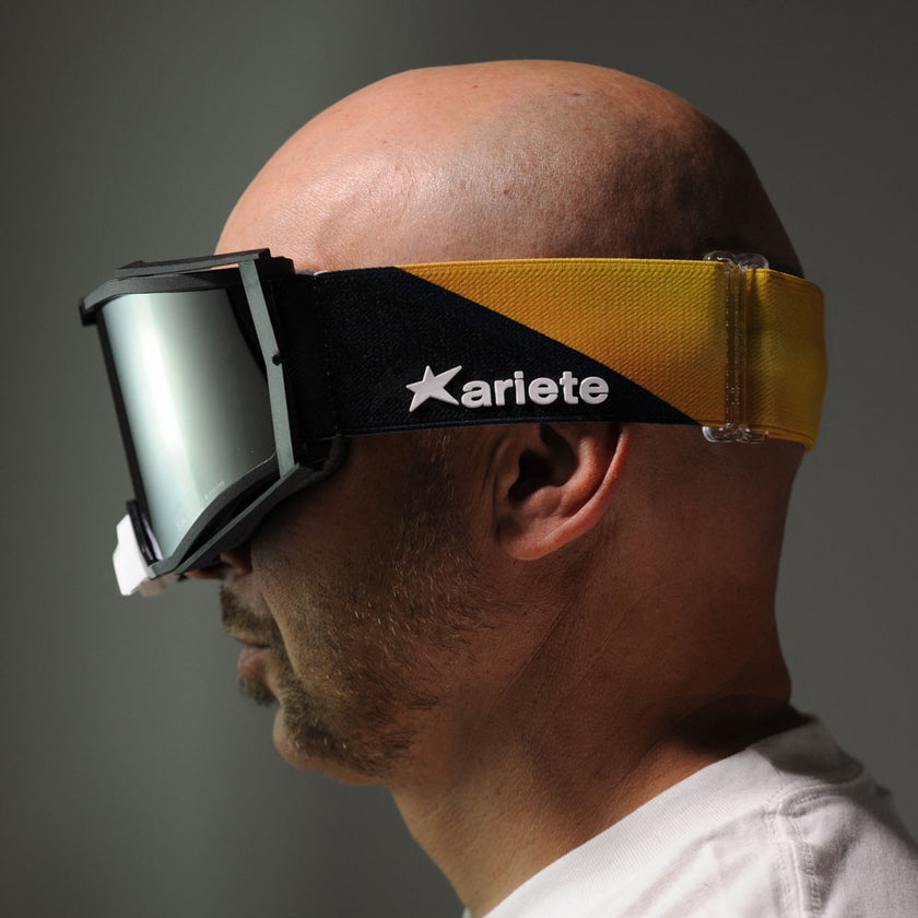 Ariete 8K Top Desert MX Goggles Black/Yellow, Silver Mirrored Lens