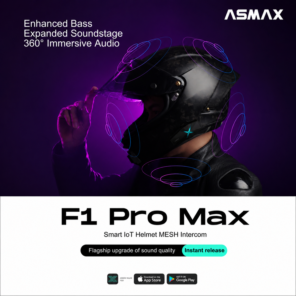 ASMAX F1 Pro Max 45mm Mesh Intercom Headset