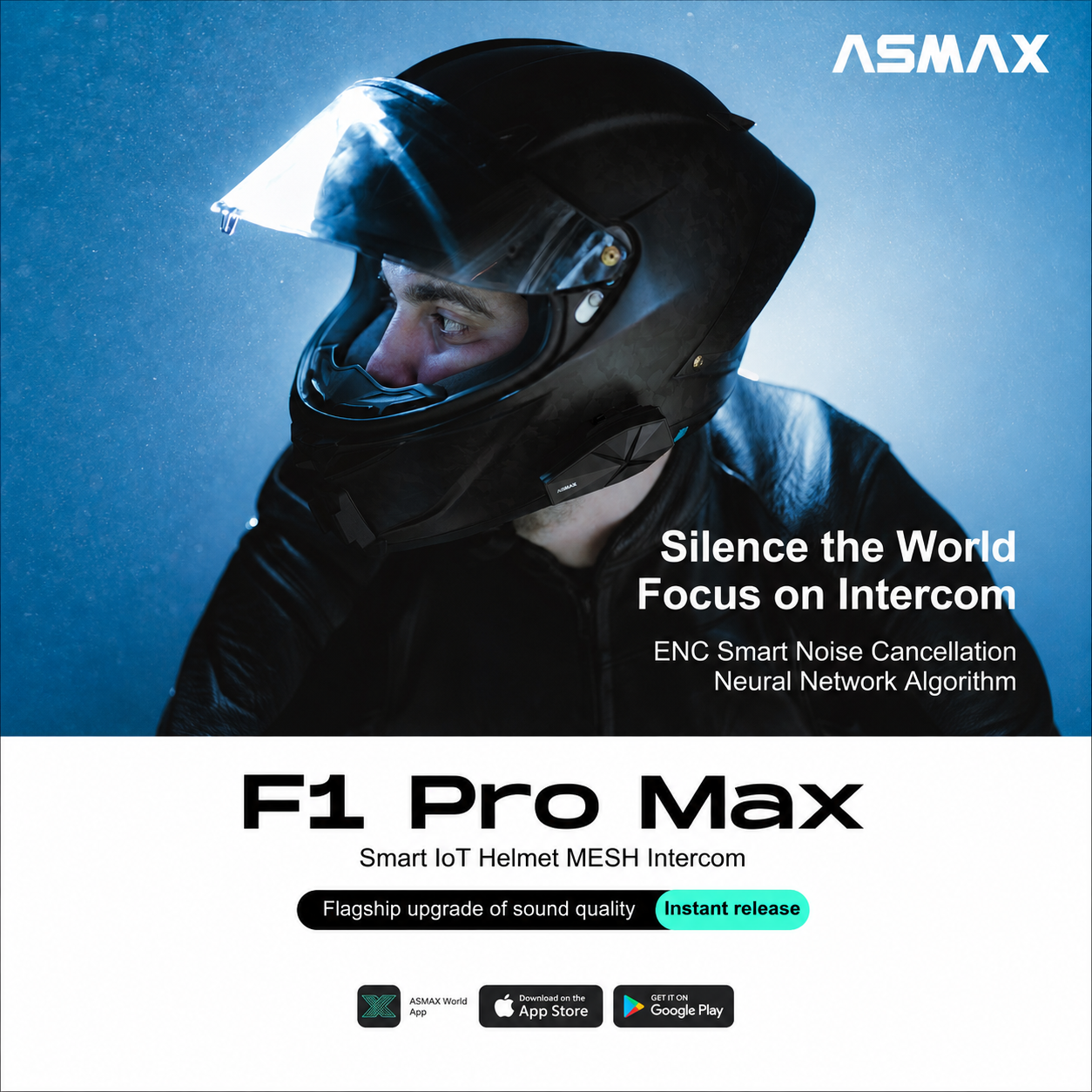 ASMAX F1 Pro Max 45mm Mesh Intercom Headset