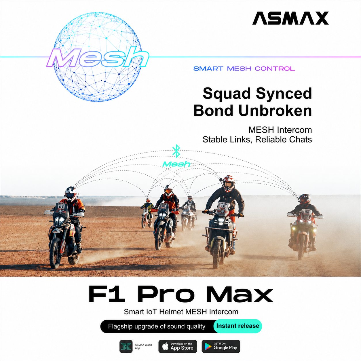 ASMAX F1 Pro Max 45mm Mesh Intercom Headset
