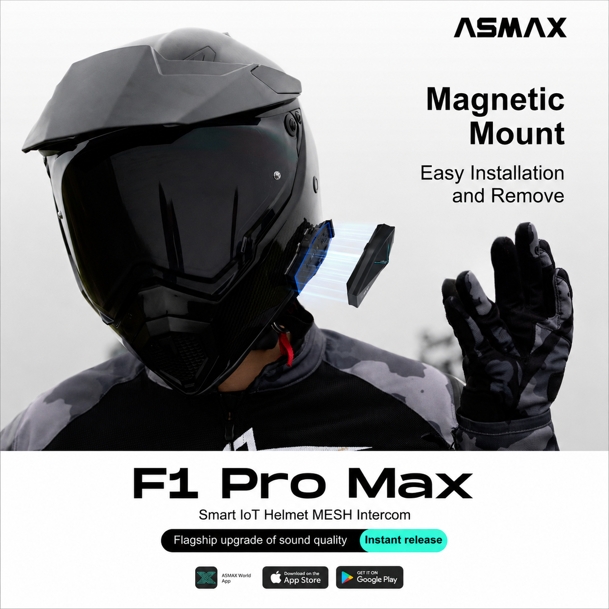 ASMAX F1 Pro Max 45mm Mesh Intercom Headset