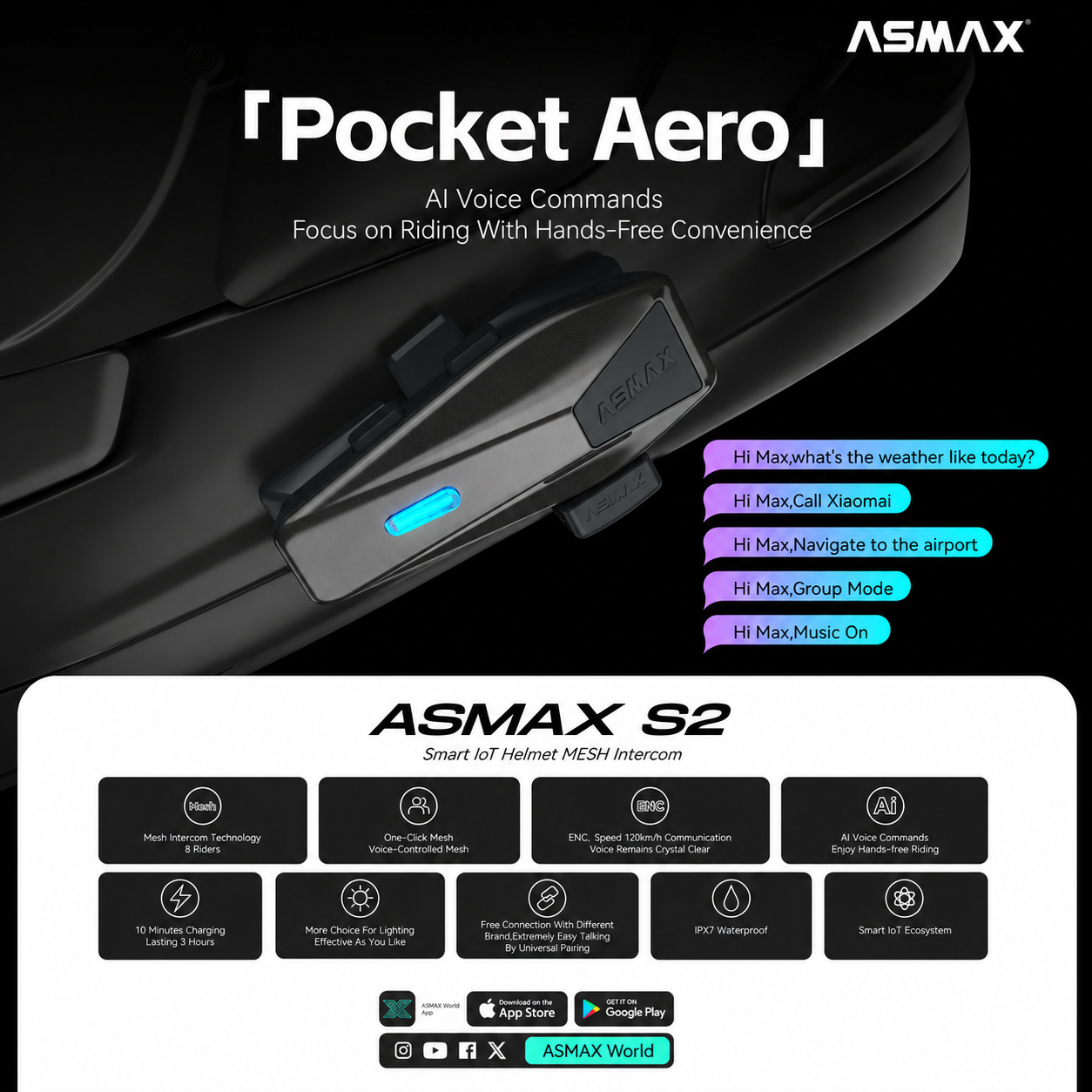 ASMAX S2 Mesh Intercom Headset