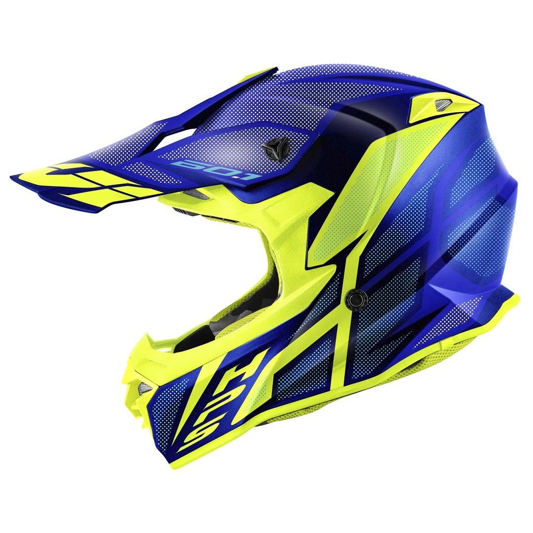 GIVI 60.1 Invert Blue/Matte Yellow Helmet, side view
