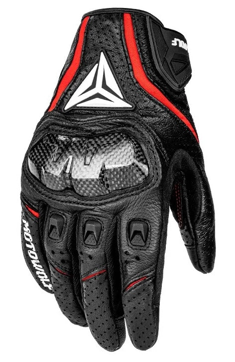 MOTOWOLF “THUNDER” CARBON GLOVES ROSSO