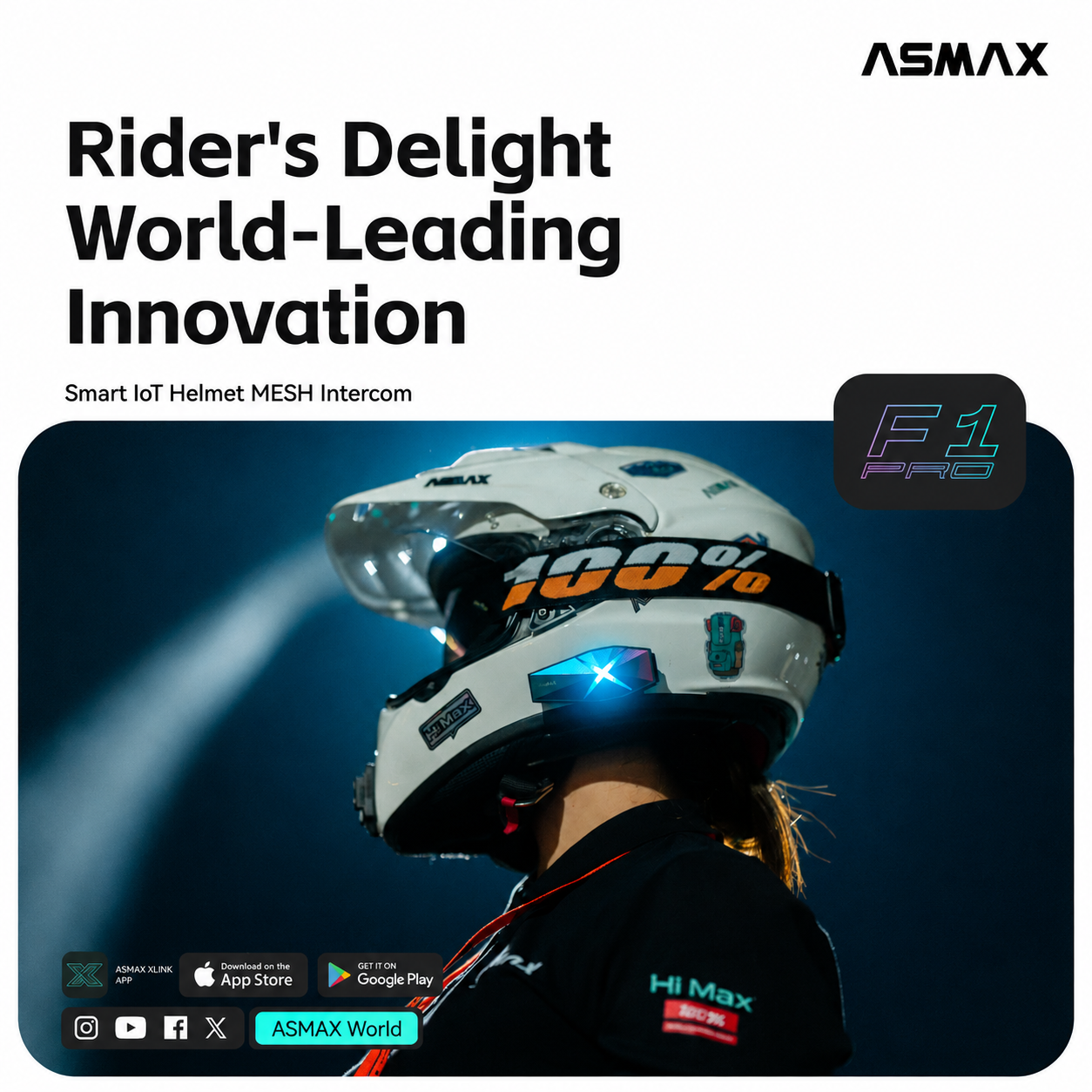 ASMAX F1 Pro 40mm Mesh Intercom Headset