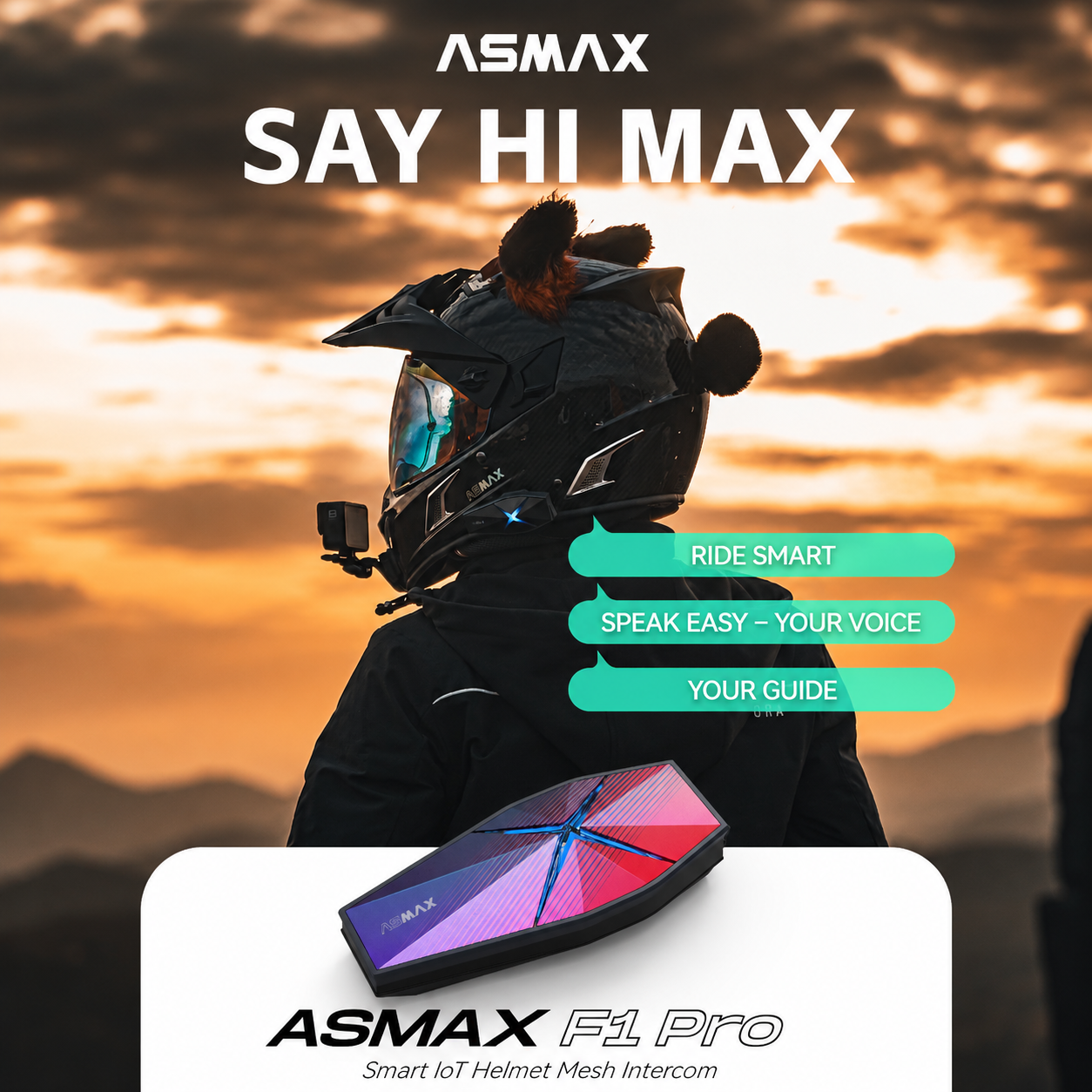 ASMAX F1 Pro 40mm Mesh Intercom Headset