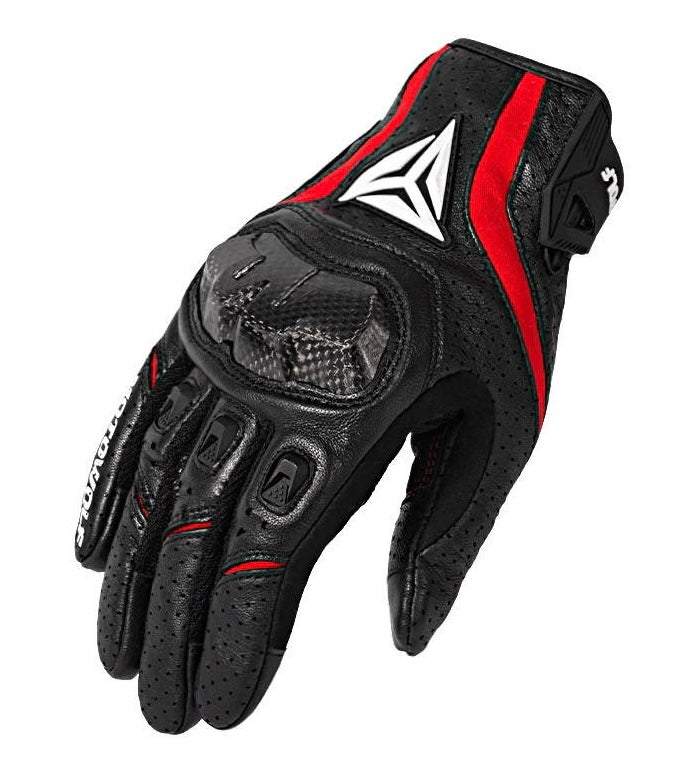 MOTOWOLF “THUNDER” CARBON GLOVES ROSSO