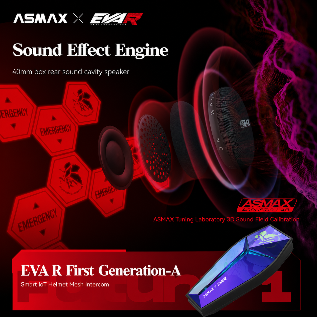 ASMAX Future 1 EVA R 40mm Mesh Intercom Headset