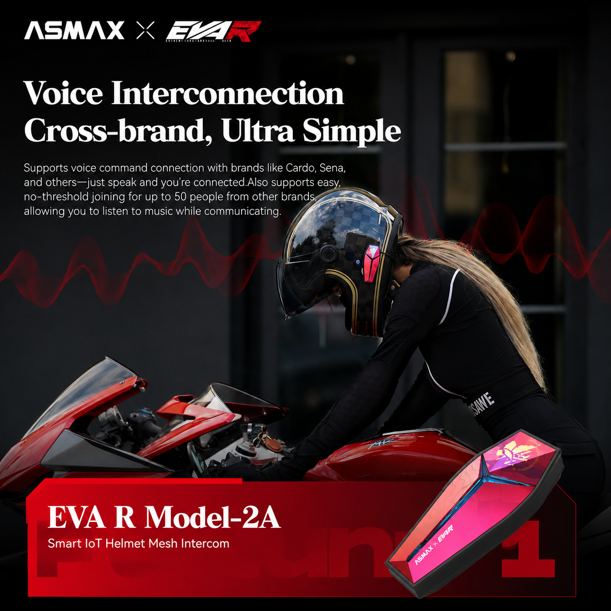 ASMAX Future 1 EVA R 40mm Mesh Intercom Headset