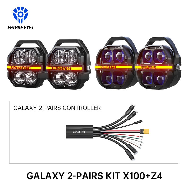 Future Eyes Galaxy U-2-Pairs Motorcycle Light Combo Kit (X100PRO + Z4 Flagship Set)