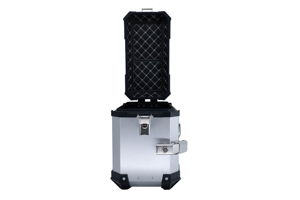 GPR TECH Pair of side cases aluminum made with contoured right side, silver color Capacity 38 LT. + 32 LT.  (without rack) – Premium Aluminum Motorcycle Panniers – image 5
