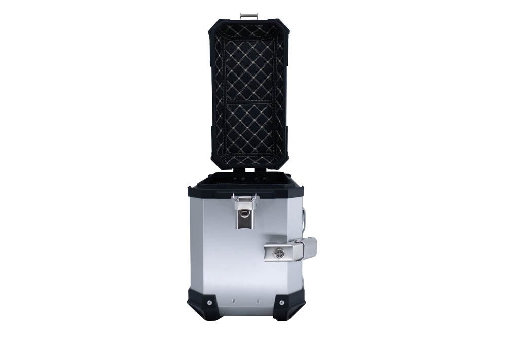 GPR TECH Pair of side cases aluminum made with contoured right side, silver color Capacity 38 LT. + 32 LT.  (without rack) – Premium Aluminum Motorcycle Panniers – image 4