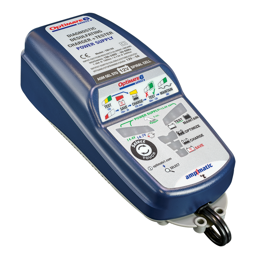 OptiMate 6 Select Battery Charger, side view