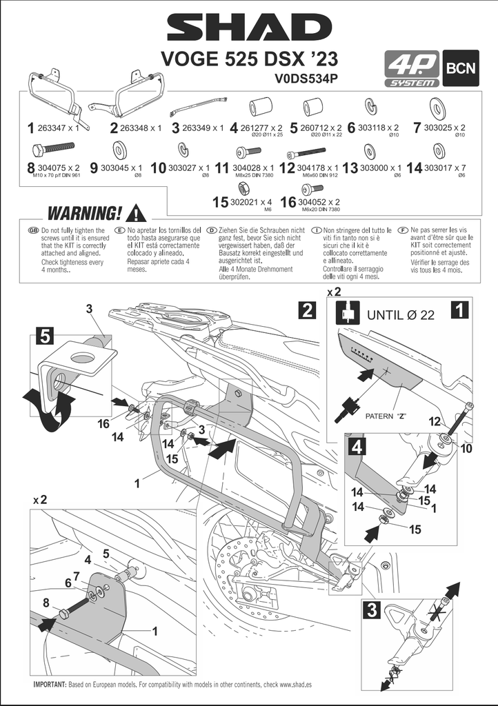 SHAD 4P System side case fitting kit – VOGE 625 DSX '23