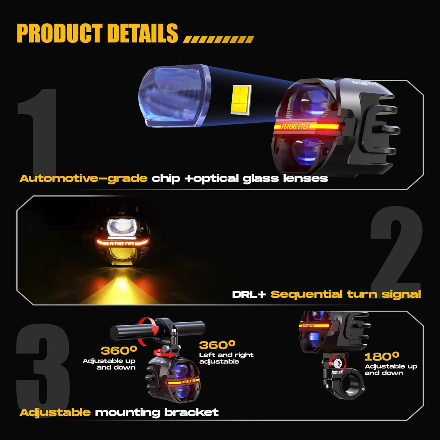 Future Eyes Galaxy U-2-Pairs Motorcycle Light Combo Kit (X80 + Z4 Set)