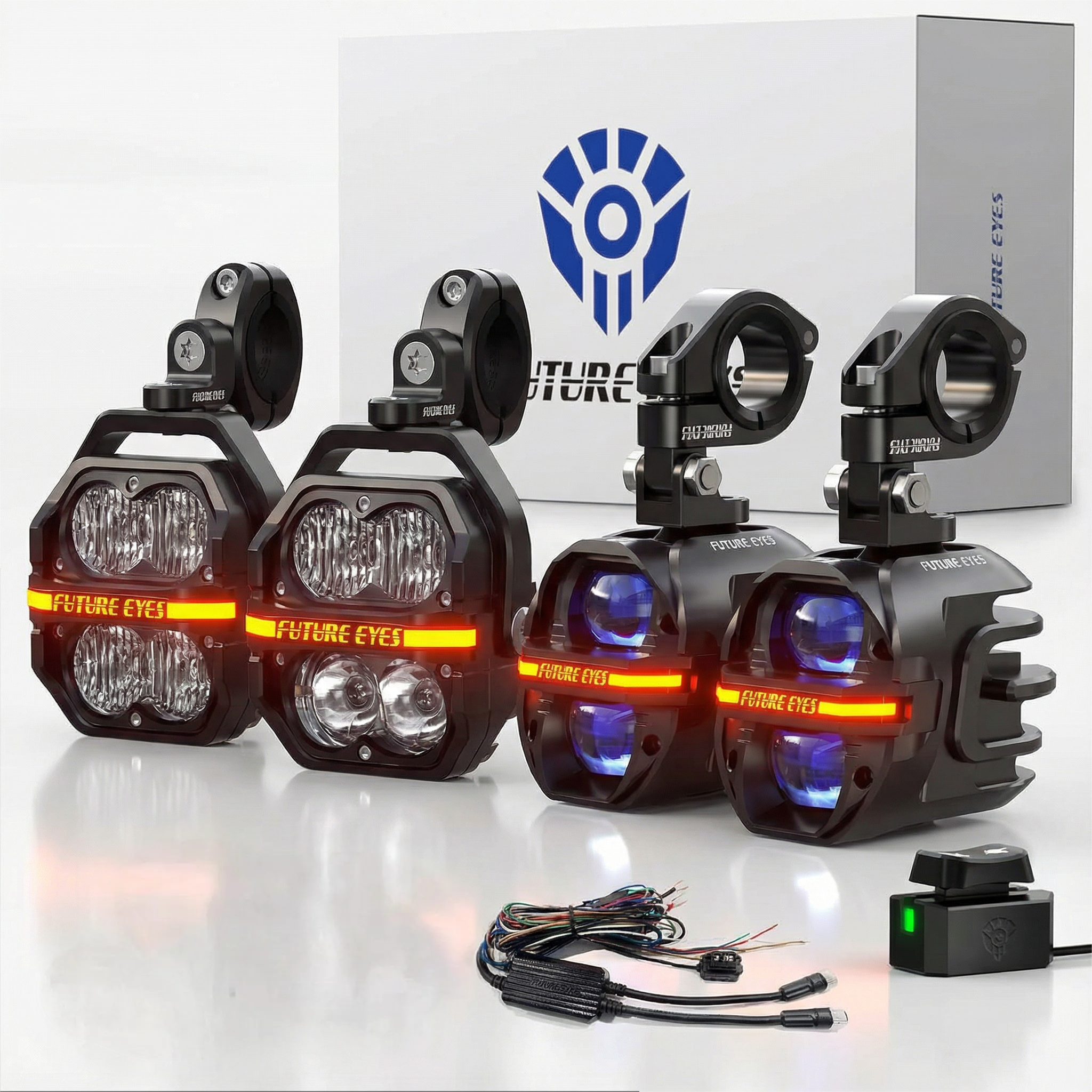 Future Eyes Galaxy U-2-Pairs Motorcycle Light Combo Kit (X80 + Z4 Set)