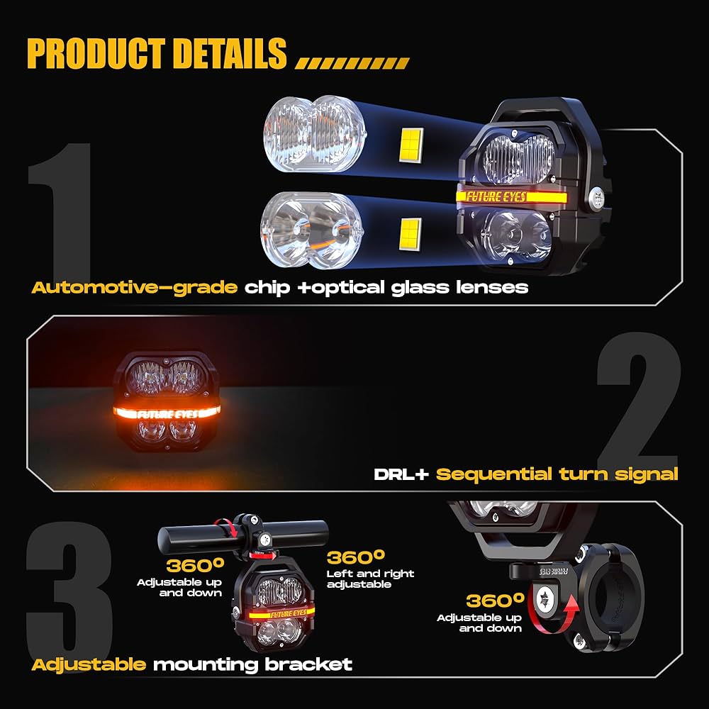 Future Eyes Galaxy U-2-Pairs Motorcycle Light Combo Kit (X80 + Z4 Set)