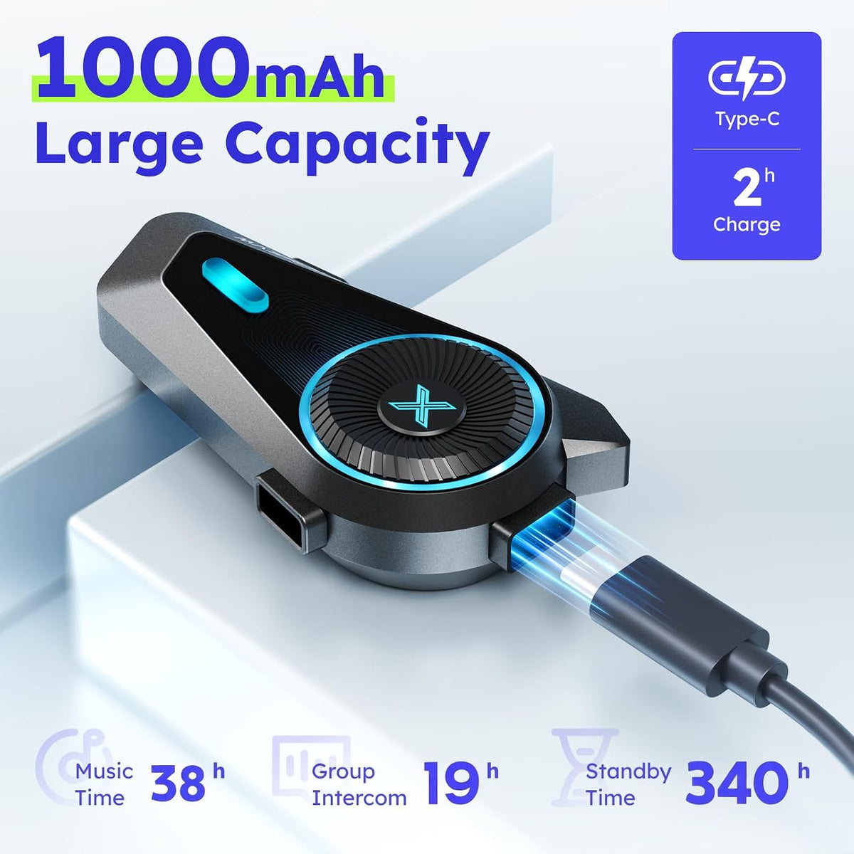 D10 1000mAh battery with USB-C charging