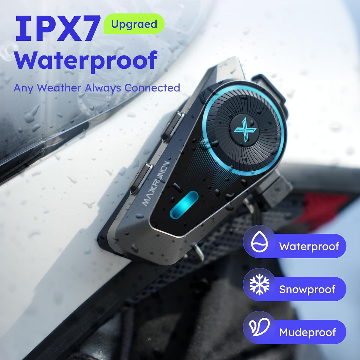 D10 IPX7 waterproof motorcycle intercom