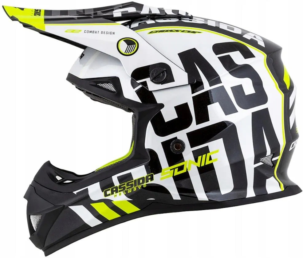 Cassida Cross Pro II Motocross Helmet Matte Black/Fluo Yellow/White