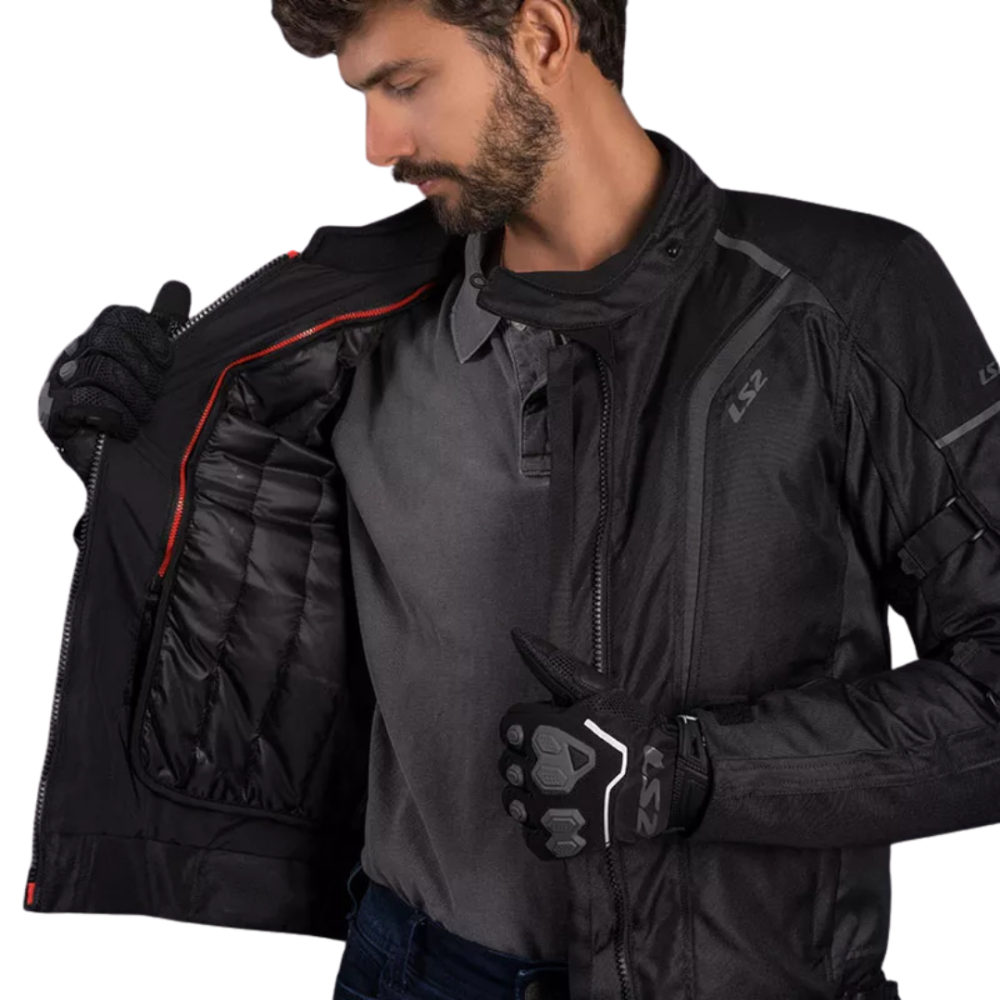 LS2 Sepang Men's Waterproof Touring Jacket Black/Dark Grey, detail
