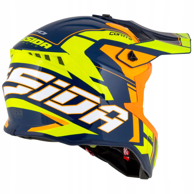 Cassida Cross Pro II Motocross Helmet Yellow Fluo/Orange/Blue