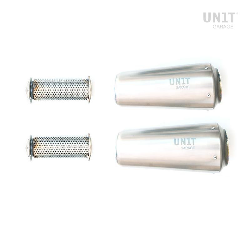Unit Garage - Double High Pipe Nine T Scrambler With Visible Welding (Silencer In Titanium With End Cap Grill)