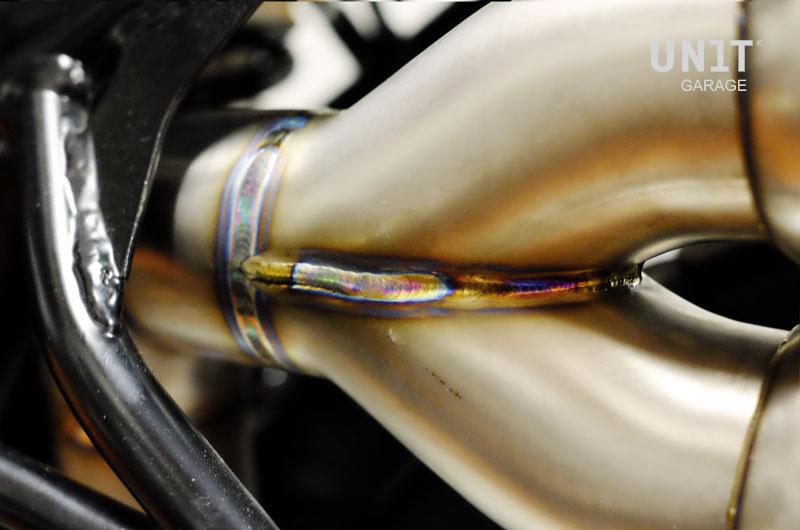 Unit Garage - Double High Pipe Nine T Scrambler With Visible Welding (Silencer In Titanium With End Cap Grill)