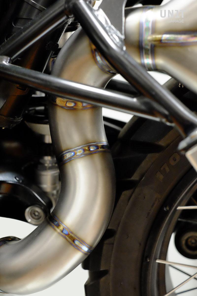 Unit Garage - Double High Pipe Nine T Scrambler With Visible Welding (Silencer In Titanium With End Cap Grill)
