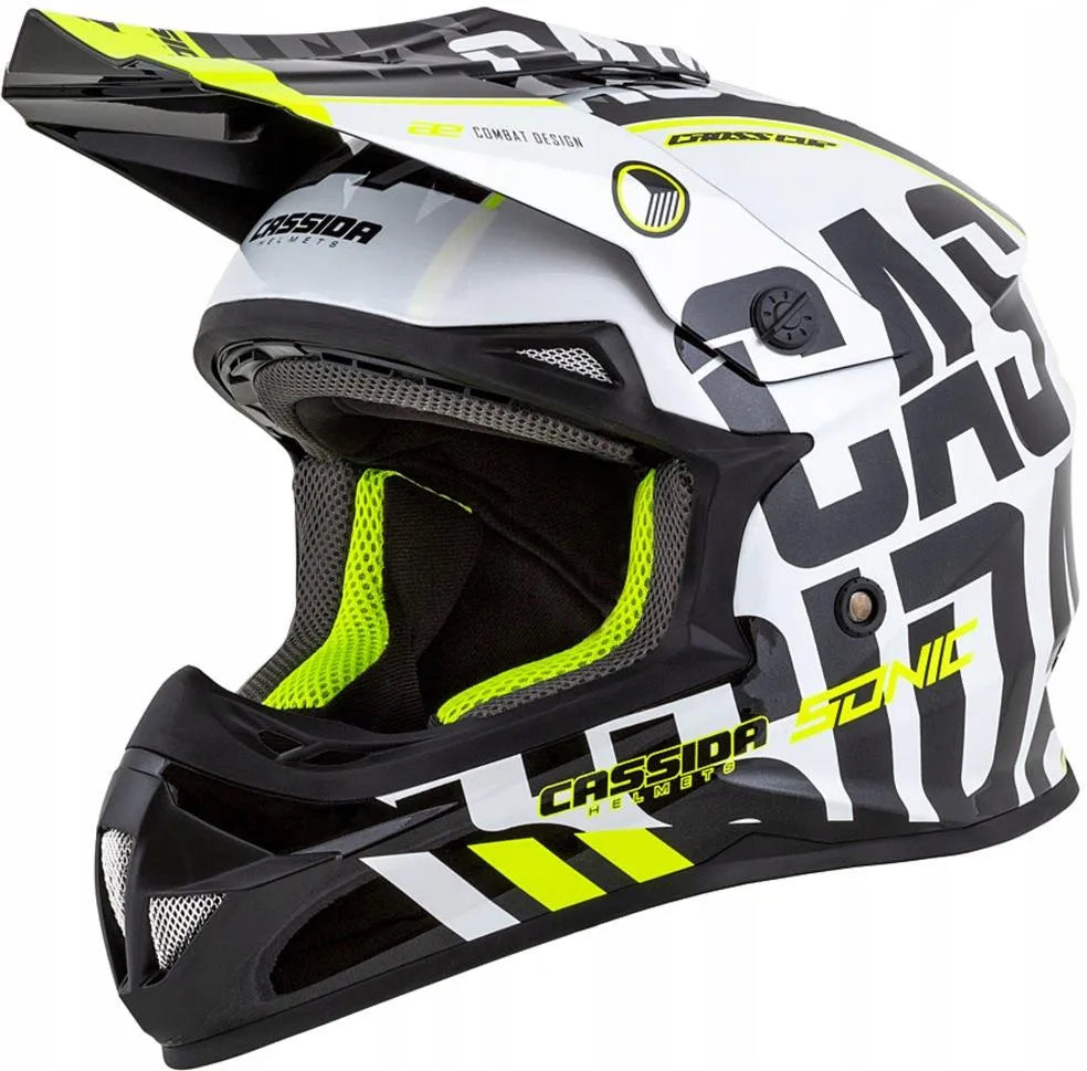 Cassida Cross Pro II Motocross Helmet Matte Black/Fluo Yellow/White