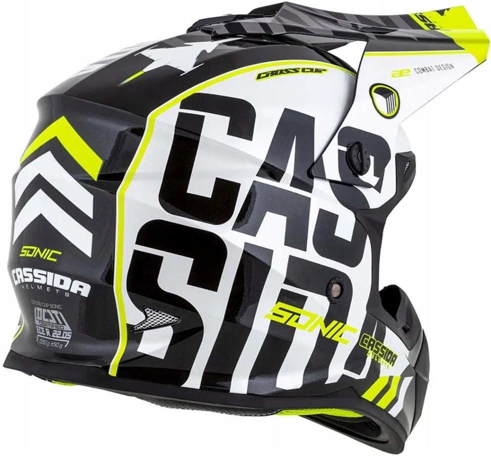 Cassida Cross Pro II Motocross Helmet Matte Black/Fluo Yellow/White