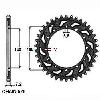 Sunstar Rear Steel Sprocket 525 42T 1-4656-42 - view 1