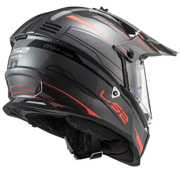 LS2 MX436 PIONEER EVO KNIGHT GLOSSY TITANIUM ORANGE