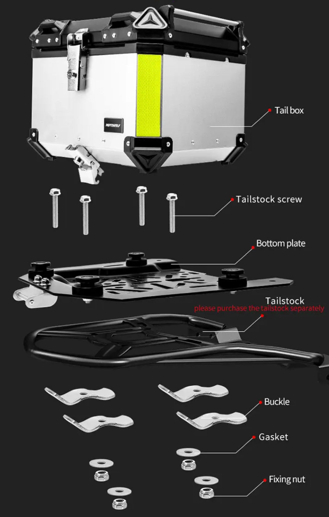BLACK ALUMINUM TOPCASE 45L