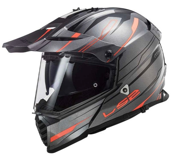 LS2 MX436 PIONEER EVO KNIGHT GLOSSY TITANIUM ORANGE