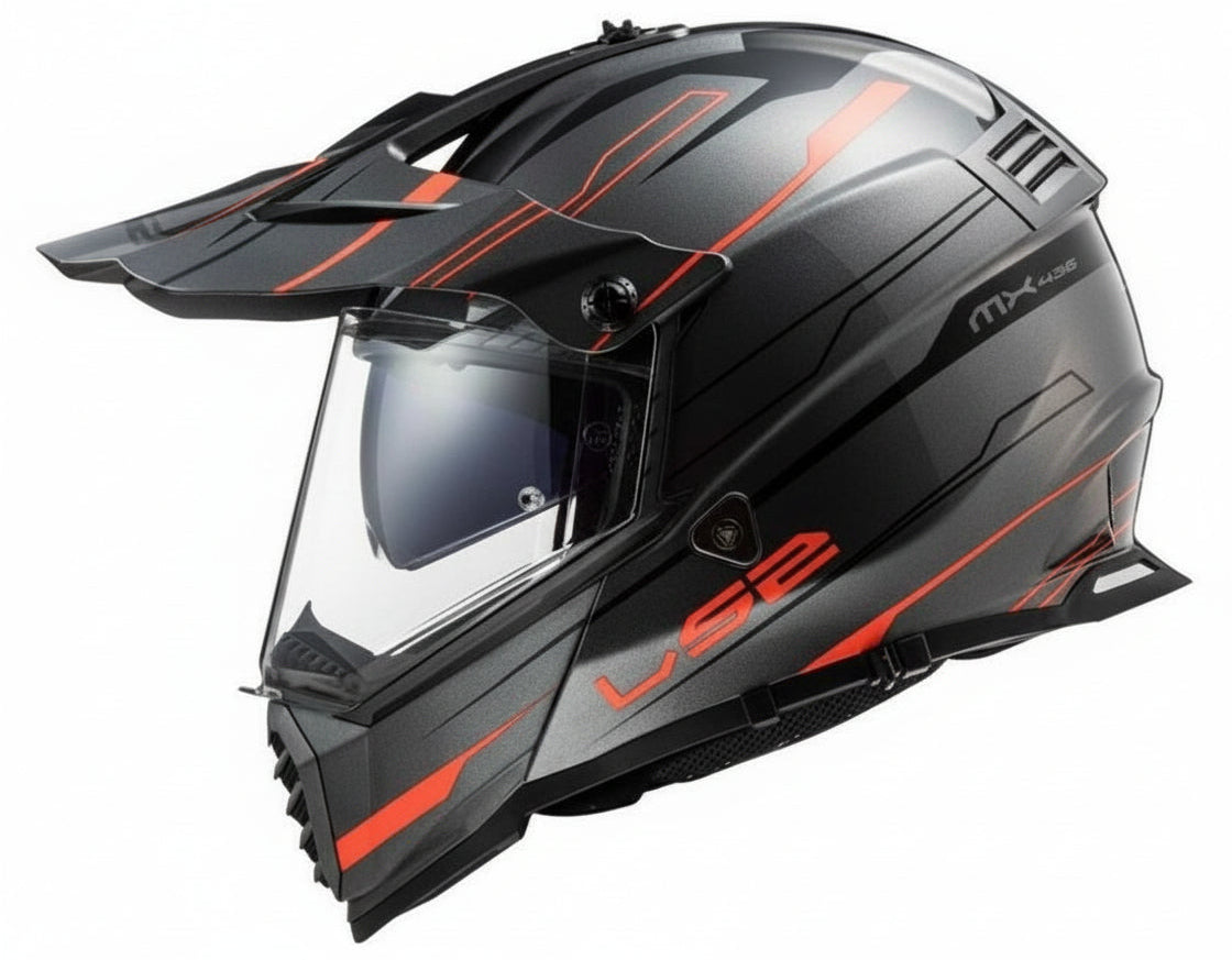 LS2 MX436 PIONEER EVO KNIGHT GLOSSY TITANIUM ORANGE