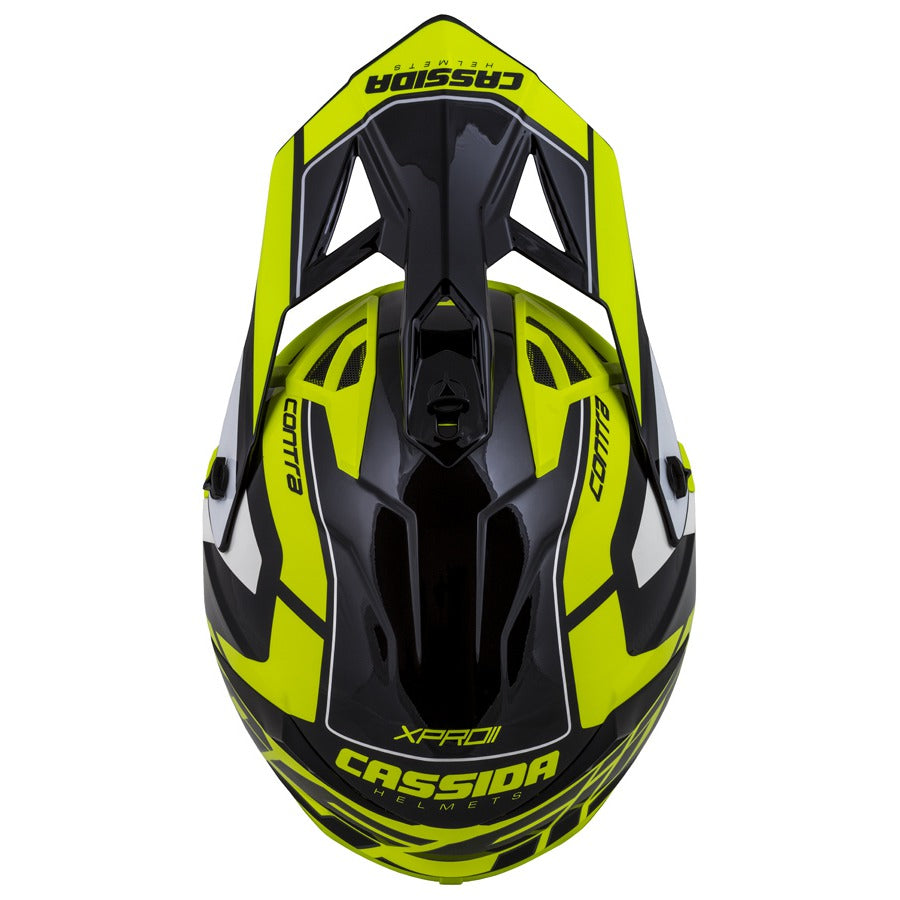 Cassida Cross Pro II Motocross Helmet Yellow Fluo/Black/Grey/White