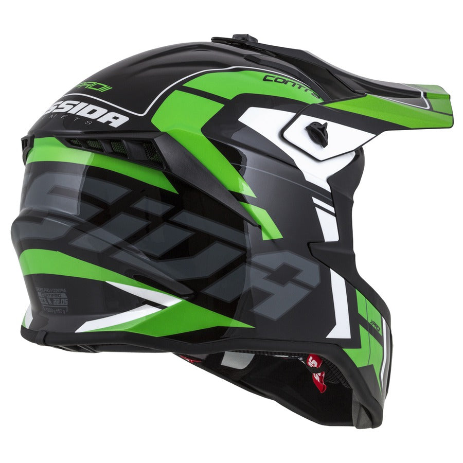 Cassida Cross Pro II Motocross Helmet Green Pearl/Grey/Black/White