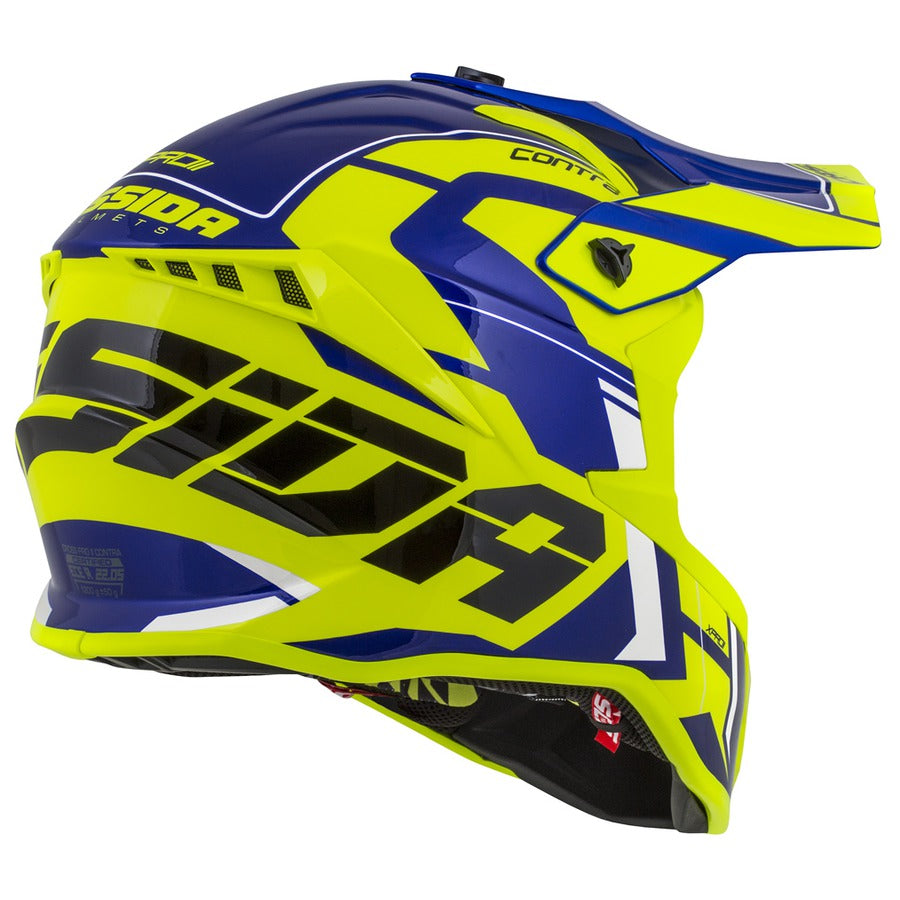Cassida Cross Pro II Contra Motocross Helmet Fluo Yellow/Blue/Black/White