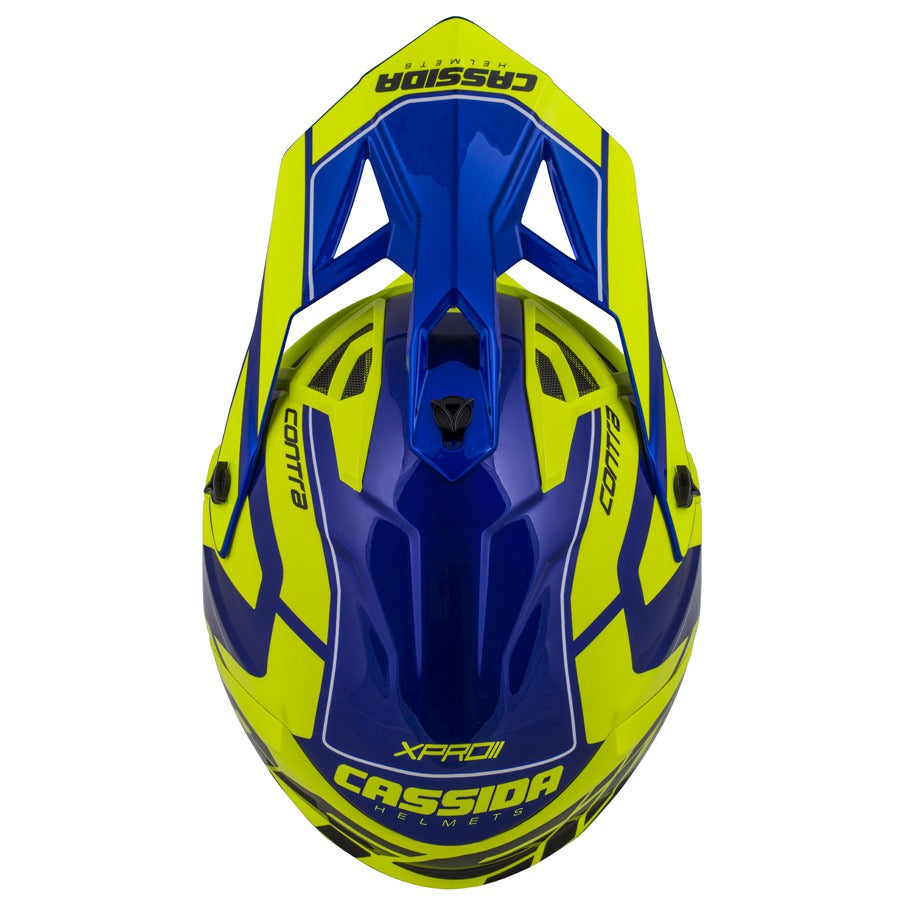 Cassida Cross Pro II Contra Motocross Helmet Fluo Yellow/Blue/Black/White
