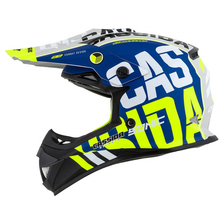 Cassida Cross Cup Sonic Junior Motocross Helmet Matt Blue/Fluo Yellow