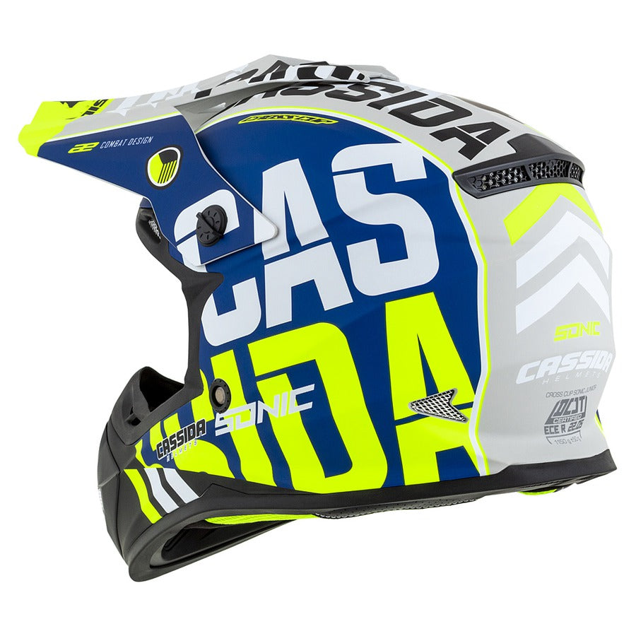 Cassida Cross Cup Sonic Junior Motocross Helmet Matt Blue/Fluo Yellow