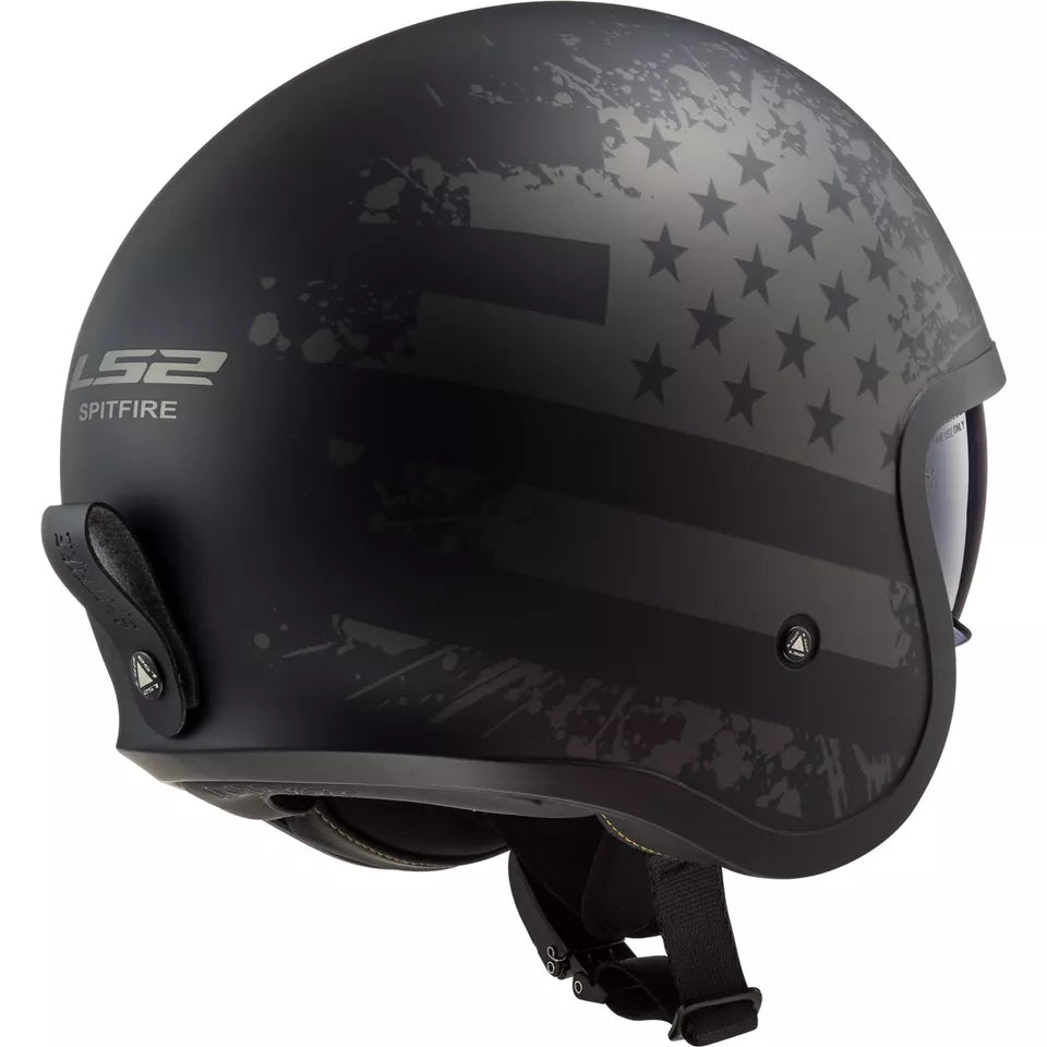 LS2 OF599 SPITFIRE II 2 MATTE BLACK FLAG
